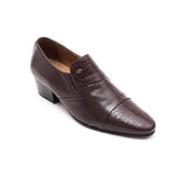 Mens Cuban Heel Leather Shoes- 34005 Brown